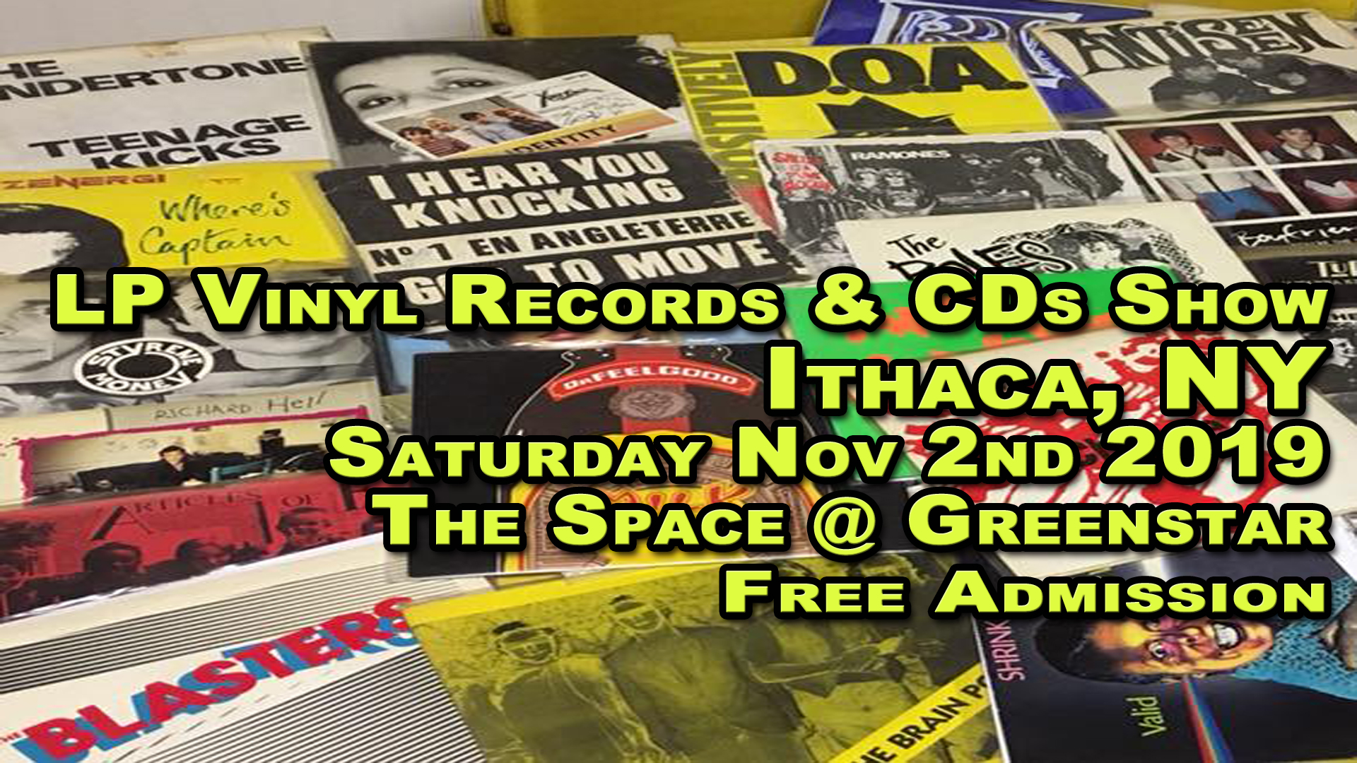 Ithaca NY – LP Vinyl Records & CDs Fair – Saturday November 2nd 2019 – The Space at Greenstar