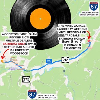 Map shows directions to Legendary Huge Labor Day Weekend Music Yardsale and Woodstock Vinyl Slam