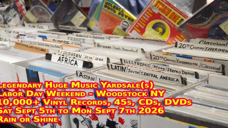 Huge Labor Day Weekend LP Vinyl Records + CDs Yardsale – Woodstock NY – Saturday September 5th, Sunday September 6th, and Monday September 7th 2026