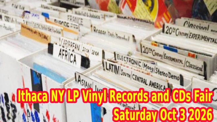 Ithaca NY LP Vinyl Records & CDs Fair – Saturday October 3rd 2026 – Free Admission